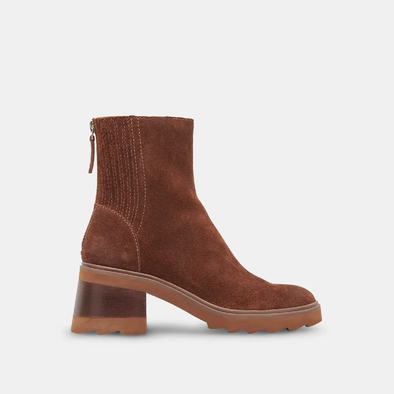 women's suede bootiesMARTEY H2O WIDE BOOTS COCOA SUEDE