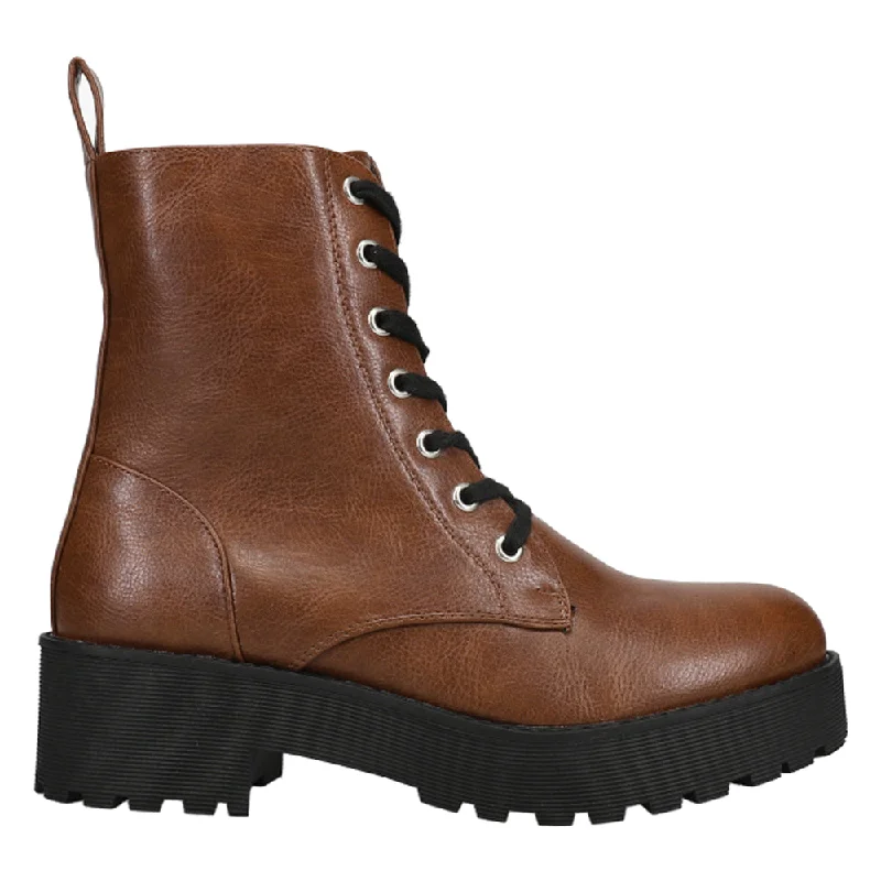 women's ankle boots with over-the-knee lookMazzy Lace Up Combat Boots