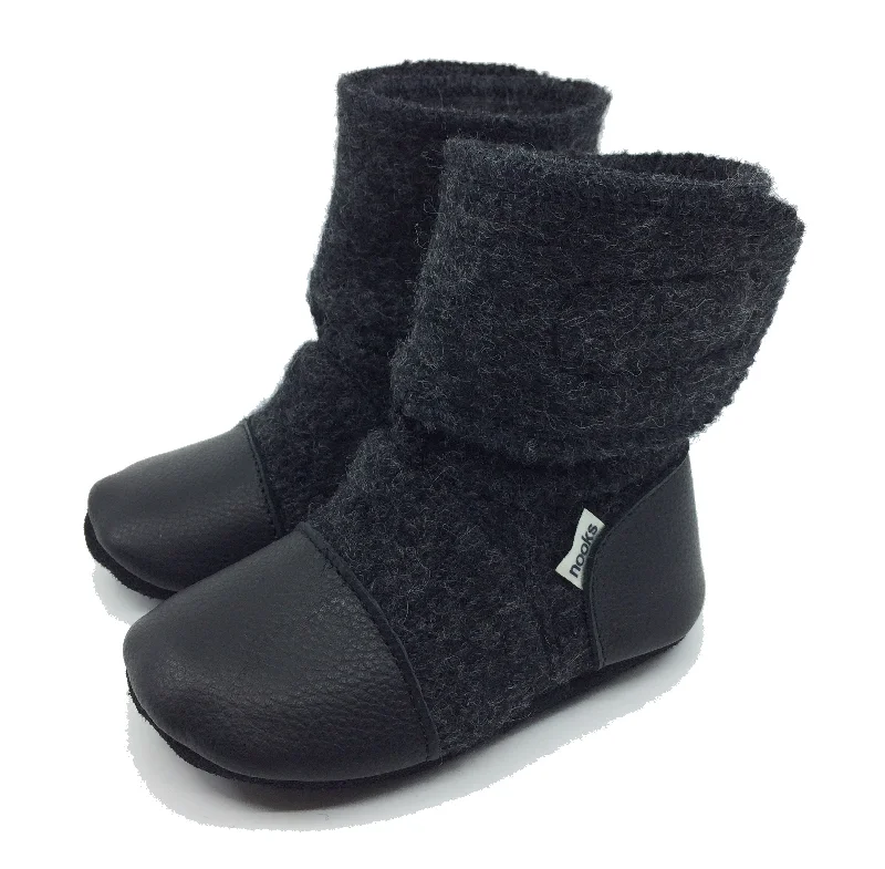 women's booties with tassel detailMidnight Felted Wool Booties