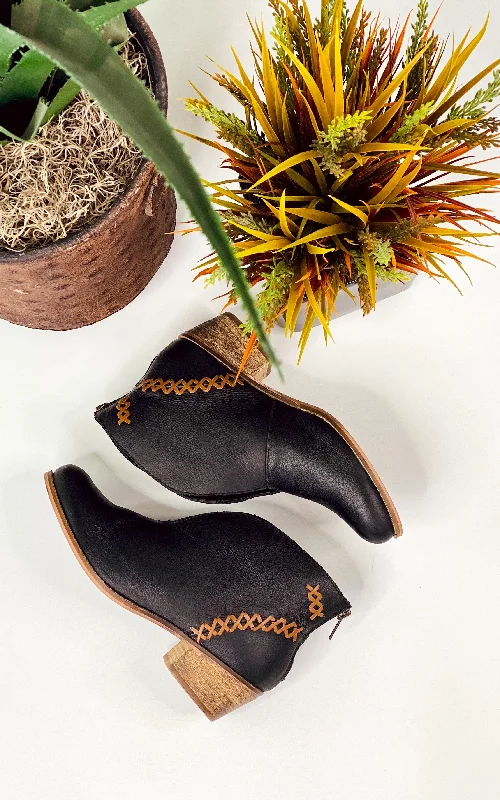 women's booties with floral designNaughty Monkey All Roads Bootie in Black