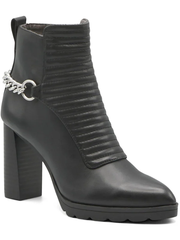 women's ankle bootiesNiles Womens Faux Leather Chain Ankle Boots