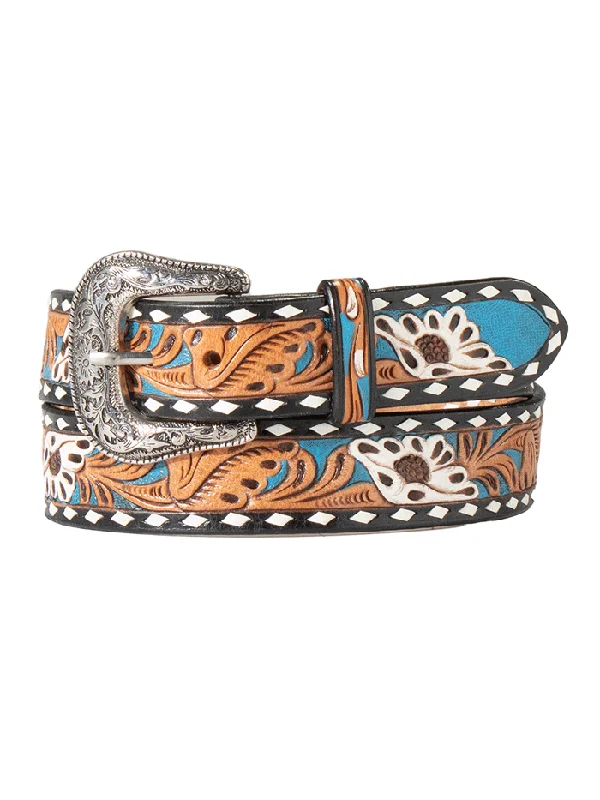 women's western boots for everyday wearNocona N320000888 Womens Hand Tooled Painted Floral Inlay Belt Black And Blue women's western boots for everyday wearNocona N320000888 Womens Hand Tooled Painted Floral Inlay Belt Black And Blue