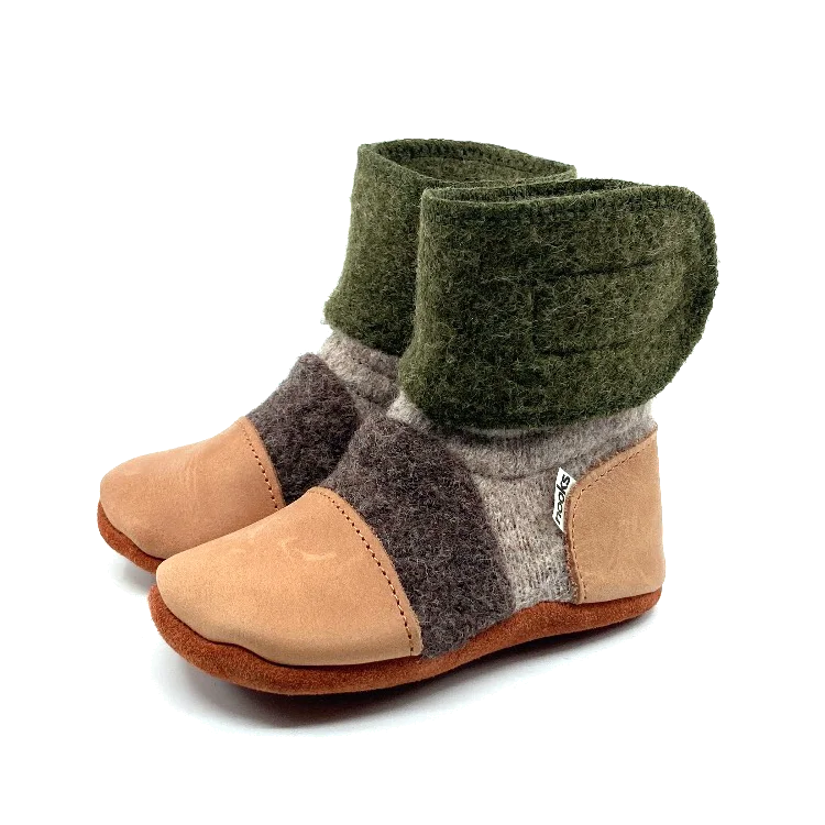 women's booties with embroideryOlive Felted Wool Booties