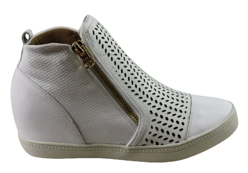 women's ankle boots with perforationsOrcade Mimosa Womens Comfortable Leather Ankle Boots Made In Brazil