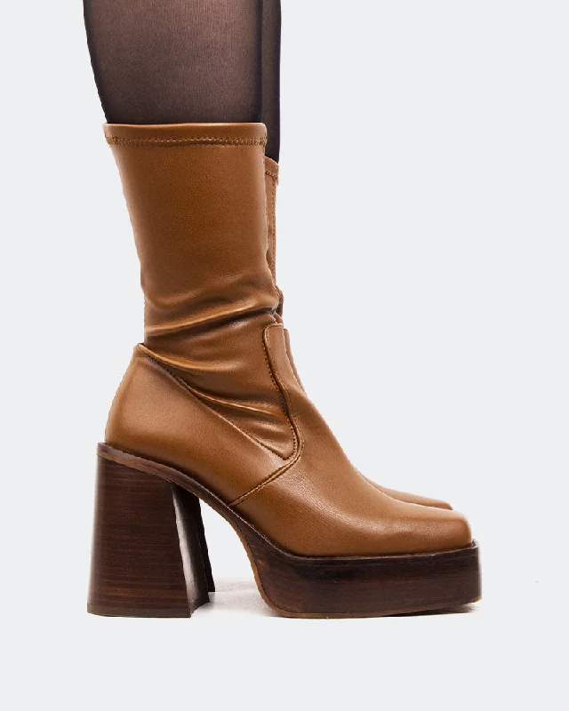 women's ankle boots for workPaix Tan Stretch