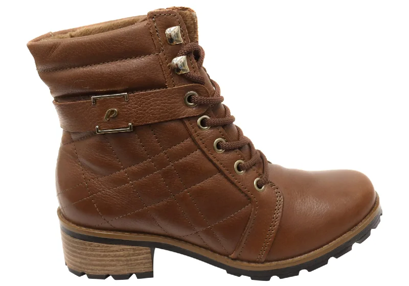 women's ankle boots for wide calvesPegada Gracey Womens Comfortable Brazilian Leather Lace Up Boots