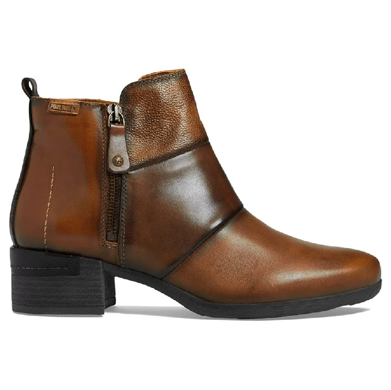 women's ankle boots for workMalaga Calfskin Leather Women's Zip Up Ankle Boots