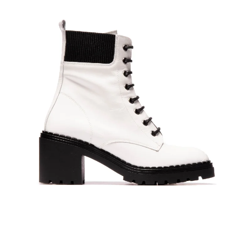 women's combat ankle bootsPotenza White Naplack