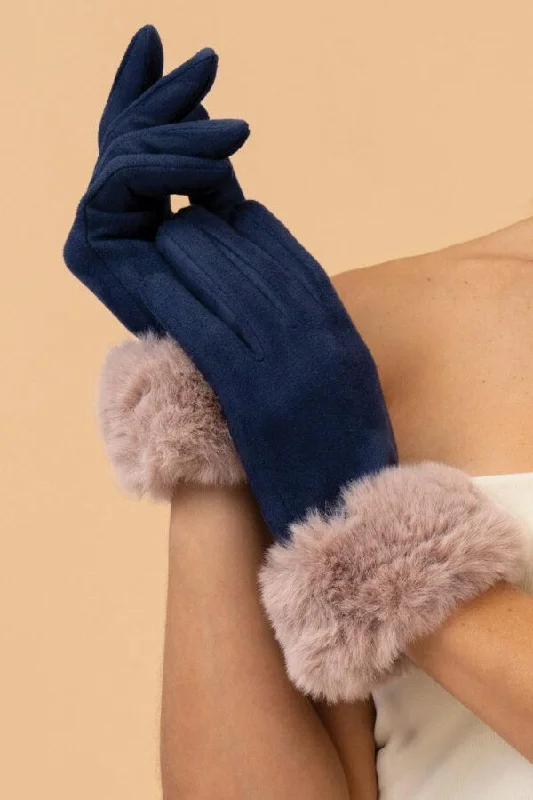 women's ankle boots with pointed toePOWDER BETTINA NAVY & TAUPE FAUX FUR TRIMMED GLOVES women's ankle boots with pointed toePOWDER BETTINA NAVY & TAUPE FAUX FUR TRIMMED GLOVES