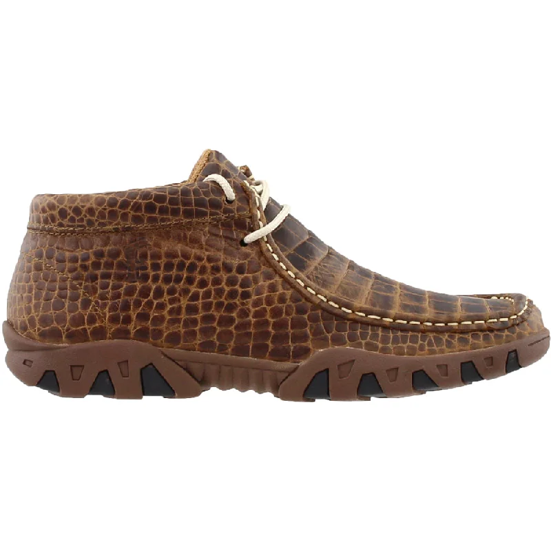 women's ankle boots with hidden wedgePrint Crocodile Belly Rogue Moc Toe Booties