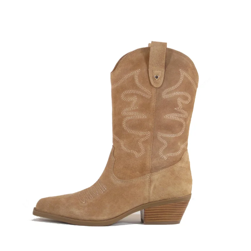 women's booties with peep toeRacketeer Suede Cowboy Boots