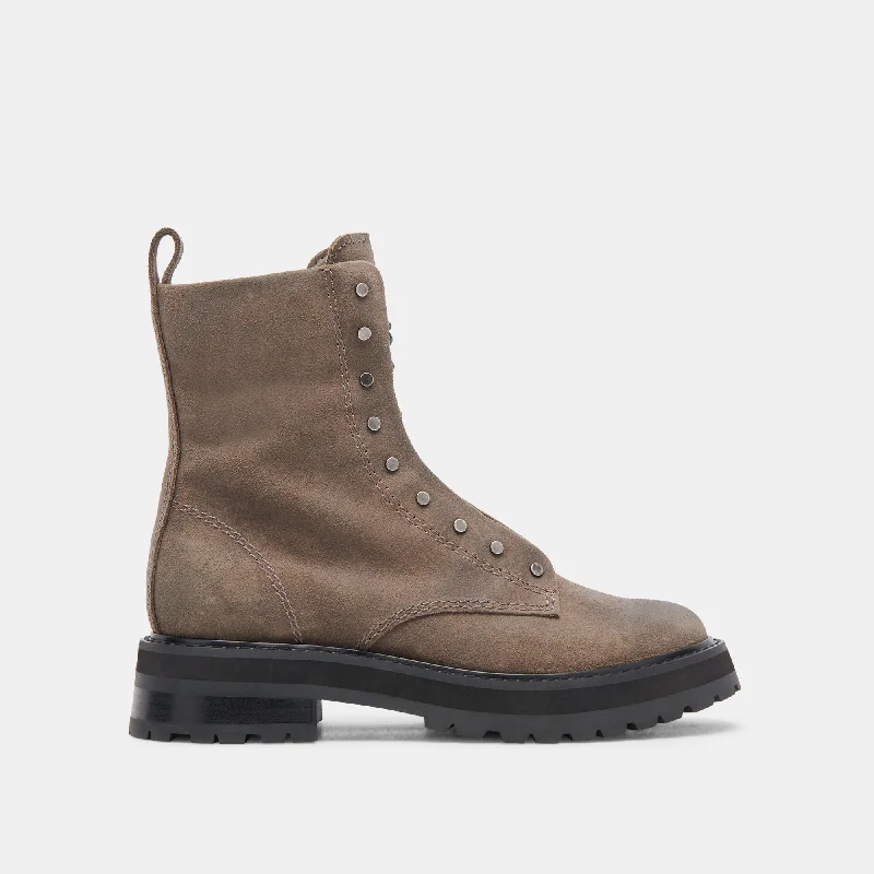women's booties with embroideryRANIER BOOTS OLIVE SUEDE