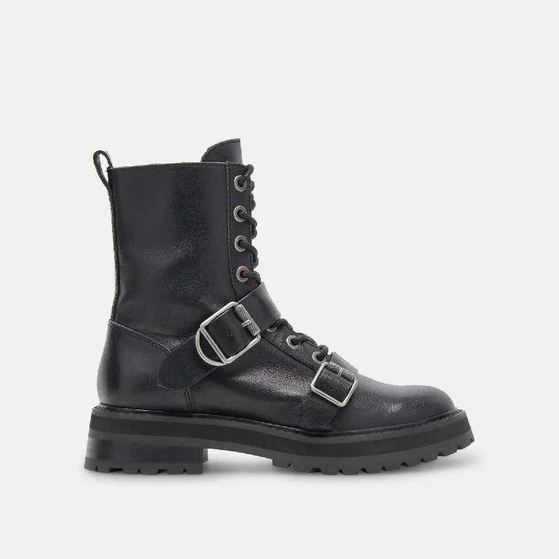 women's booties with western vibeRONSON BOOTS BLACK LEATHER