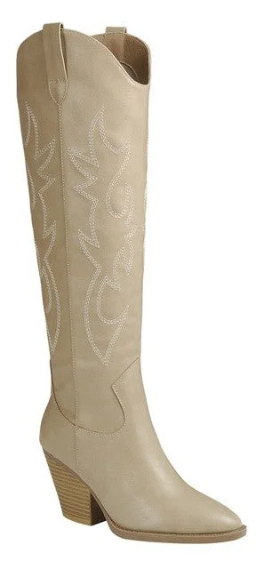 women's booties with combat styleSCARLETT TALL WESTERN BOOTS IN TAUPE