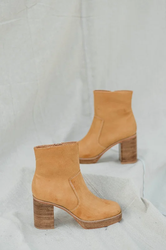 women's booties with platformShu Shop Tan Vernita Platform Bootie