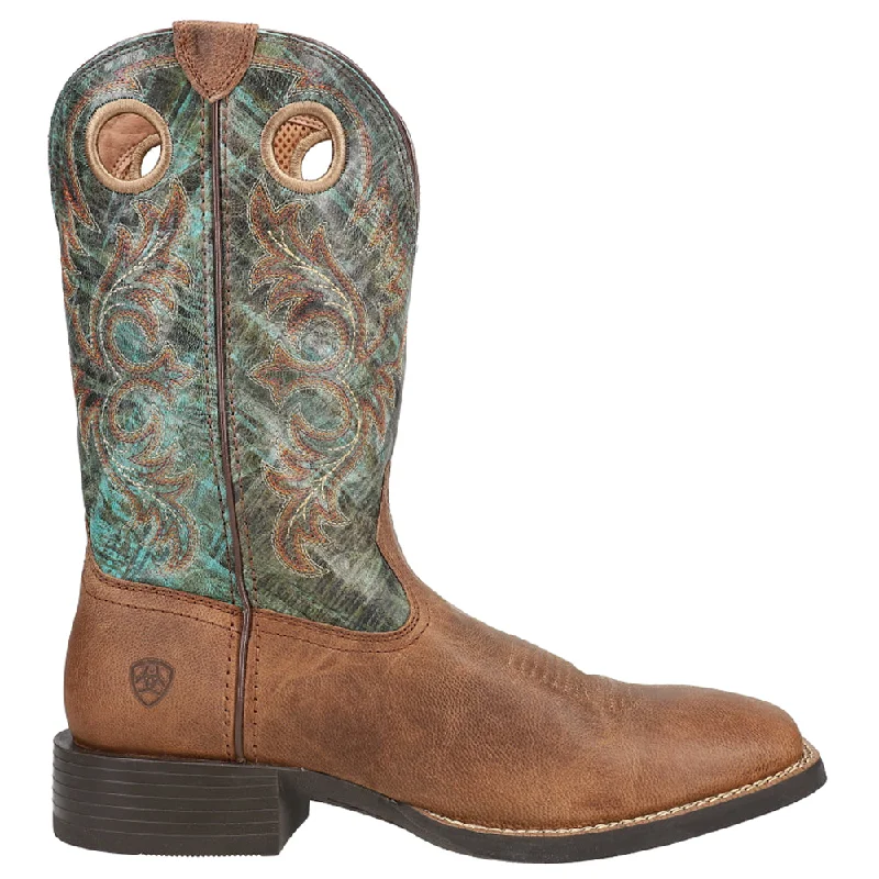 women's cowboy boots with low heelSport Rodeo Embroidered Square Toe Cowboy Boots