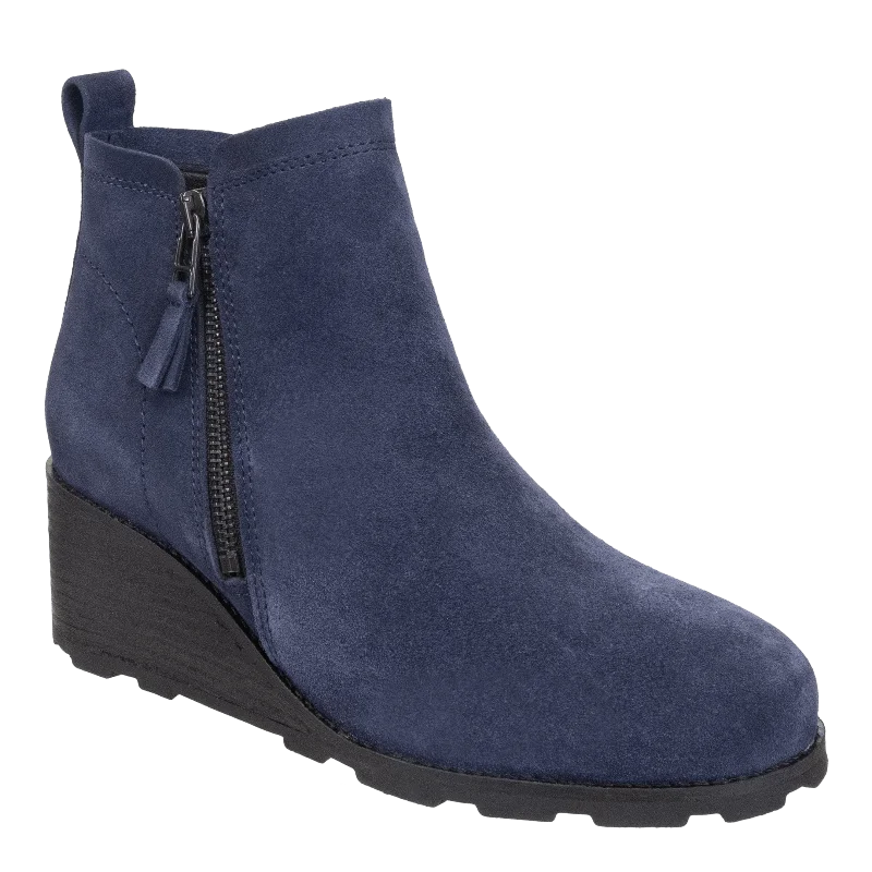 women's booties for rainy daysSTORY in NAVY Wedge Ankle Boots