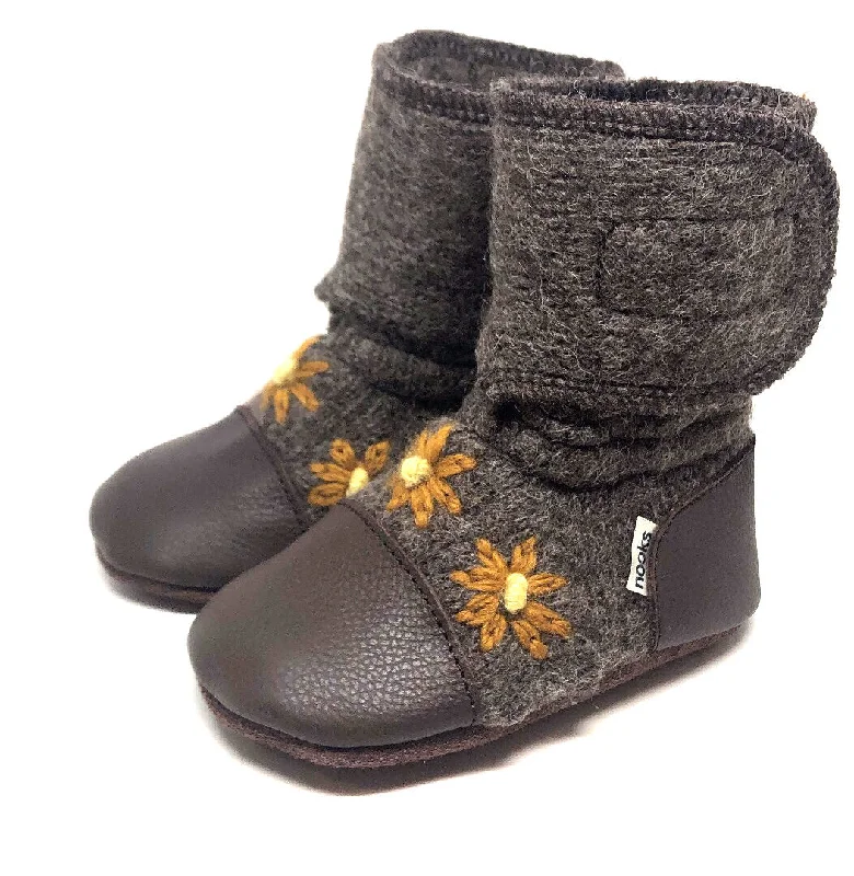 women's booties with zippersSunflower Embroidered Felted Wool Booties