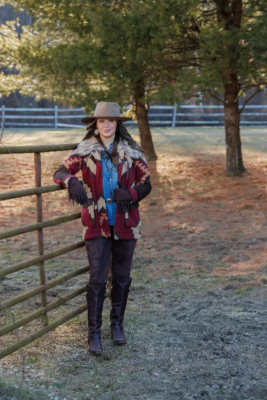 women's high shaft moto bootsTasha Polizzi Burgundy Bridget Jacket