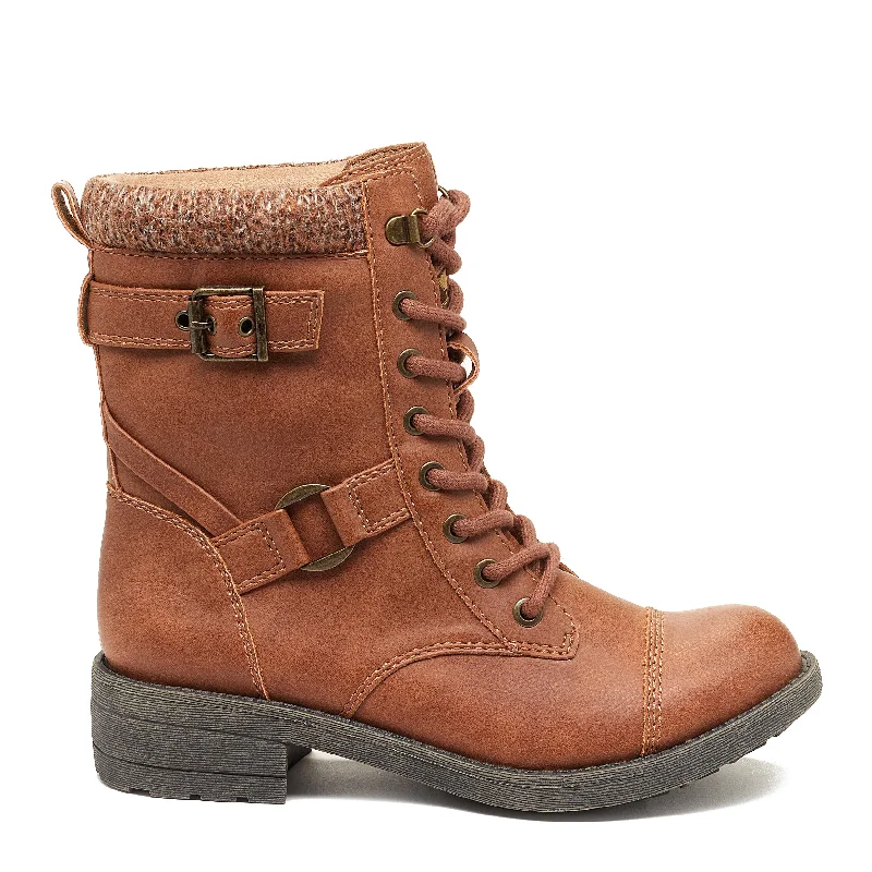 women's ankle boots with kitten heelsThunder Cognac Biker Boot