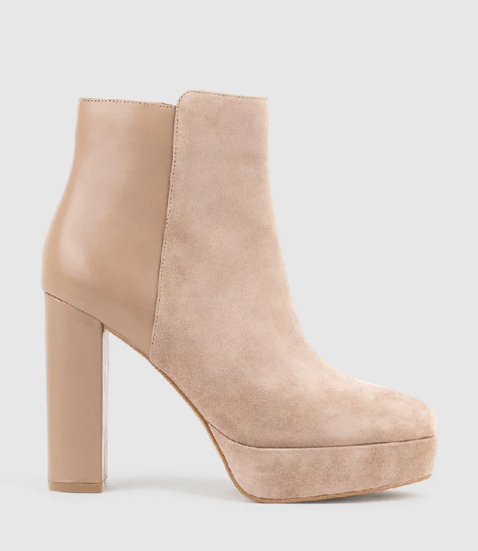 women's flat ankle bootsULIAS110 Half N Half Platform Boot in Nude Calf