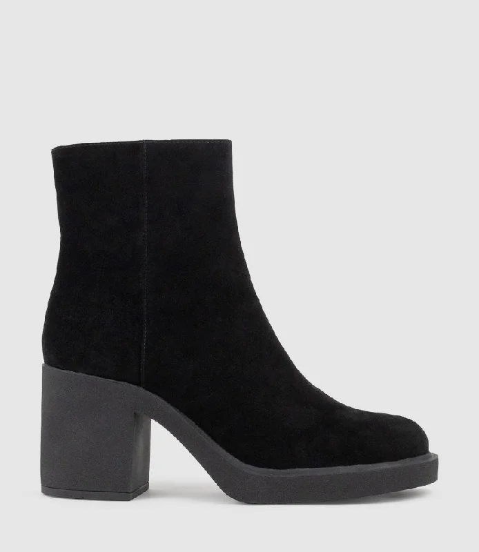 women's heeled ankle bootsULTRA85 Ankle Boot on Unit in Black Suede