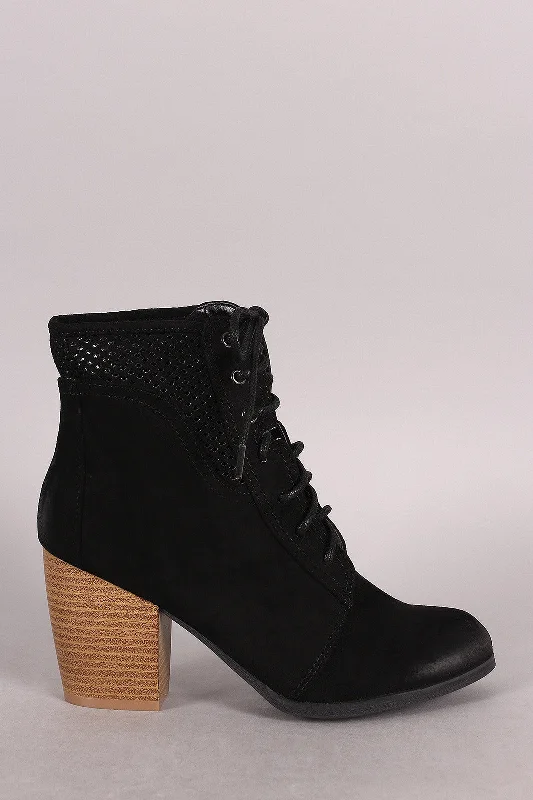 women's booties with lacesQupid Spring Perforated Combat Booties