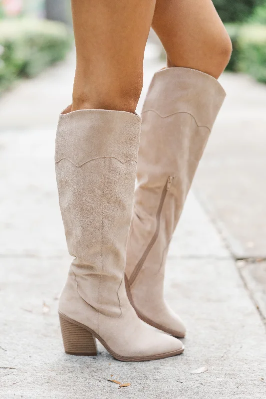 women's booties for springWalk On By Taupe Brown Western Boots
