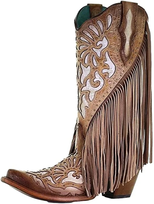 women's western boots with comfort insolesWOMEN'S CORRAL FRINGE WESTERN BOOTS C3766