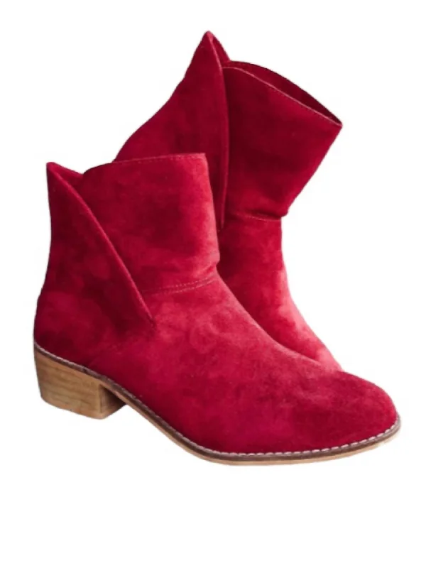 women's booties for hikingWomen's Spill The Tea Boot In Red