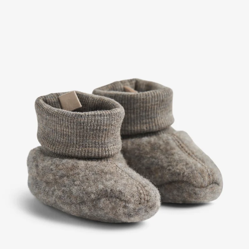 women's booties with lacesWool Fleece Booties Lei - brown melange