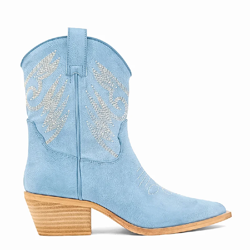 women's ankle boots with sock designZahara Embroidered Pointed Toe Cowboy Boots