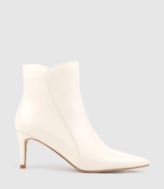 women's ankle boots with studsZAID75 Pointed Ankle Boot in Offwhite Calf