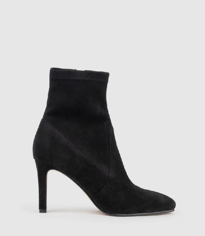 women's chelsea ankle bootsZENAS85 Square Toe Ankle Boot in Black Suede