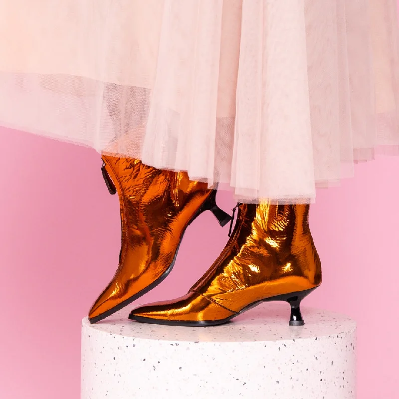 women's ankle boots with bucklesZinda 2526-Orange Soufle