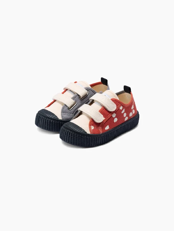 Unisex canvas shoes with a zipper closureLollipop Two Sides Polka Dots Canvas Shoes - Black & Red Unisex canvas shoes with a zipper closureLollipop Two Sides Polka Dots Canvas Shoes - Black & Red