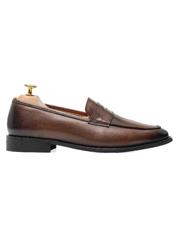 Women's lace - up fashion & dress shoes with a high - heel and a cut - out design for a modern aestheticPenny Loafer - Dark Brown (Hand Painted Patina) Women's lace - up fashion & dress shoes with a high - heel and a cut - out design for a modern aestheticPenny Loafer - Dark Brown (Hand Painted Patina)