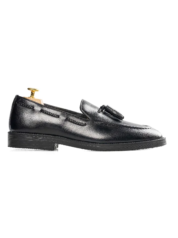 Women's lace - up fashion & dress shoes with a mid - heel and a floral - embroidered shaft for a feminine styleTassel Loafer - Black Leather (Crepe Sole) Women's lace - up fashion & dress shoes with a mid - heel and a floral - embroidered shaft for a feminine styleTassel Loafer - Black Leather (Crepe Sole)