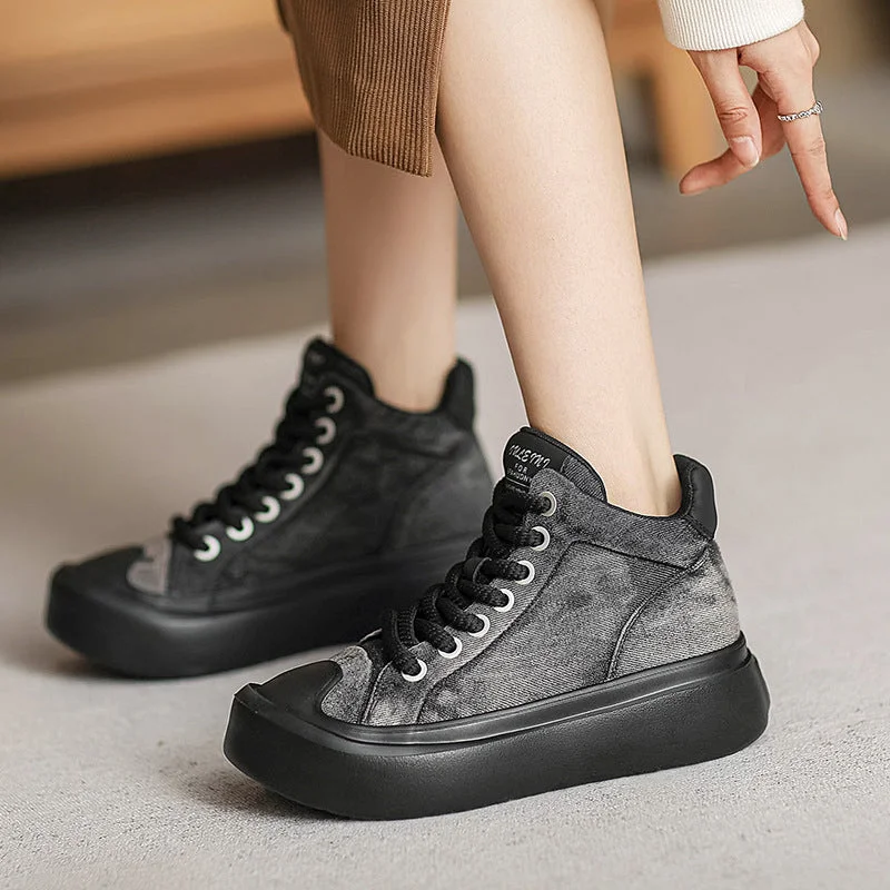 Kids' canvas ballet flats with a bow detailWomen Stylish Denim Casual Ankle Boots