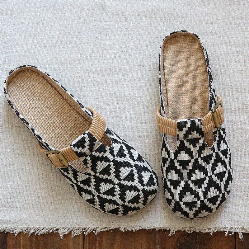 Unisex platform canvas shoes for added heightWomen Summer Casual Handmade Flat Linen Mules Unisex platform canvas shoes for added heightWomen Summer Casual Handmade Flat Linen Mules